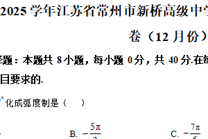 江苏省常州市新桥高级中学2024-2025学年高一上学期12月学情调研数学试卷（含解析）