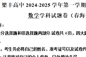 江苏省苏州市张家港市梁丰高级中学2024-2025学年高一提前批（春海创优部）上学期12月自主学习检测数学试题（含解析）