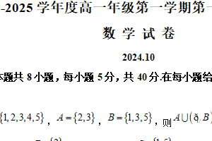 江苏省宿迁市湖滨高级中学2024-2025学年高一上学期第一次月考数学试卷（含解析）