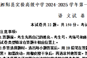 江苏省宿迁市泗阳县实验高级中学2024-2025学年高一上学期第二次质量调研语文试题（含答案）