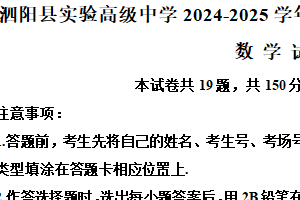 江苏省宿迁市泗阳县实验高级中学2024-2025学年高一上学期开学考试数学试题（含解析）
