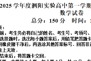 江苏省宿迁市泗阳县实验高级中学2025届高三第一次质量调研数学试题（含解析）