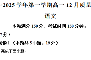 江苏省南京市、镇江市、徐州市等十校2024-2025学年高一上学期12月联考语文试题（含解析）