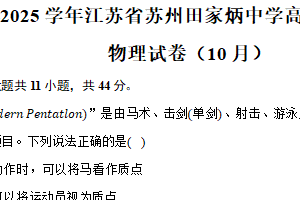 2024-2025学年江苏省苏州田家炳中学高一（上）月考物理试卷（10月）（含答案）