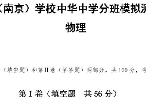 江苏省南京市中华中学2024-2025学年高一上学期分班考物理模拟卷（含答案）