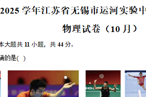 江苏省无锡市运河实验中学2024-2025学年高一上学期10月月考物理试卷（含答案）