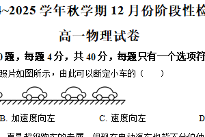 江苏省无锡市惠山区洛社高级中学2024-2025学年高一上学期12月阶段测试物理试题（含解析）