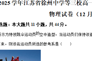 江苏省徐州中学等三校2024-2025学年高一上学期第二次阶段测试联考物理试卷（含解析）