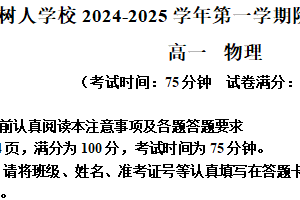 江苏省扬州树人学校2024-2025学年高一上学期第一次月考物理试卷（含解析）