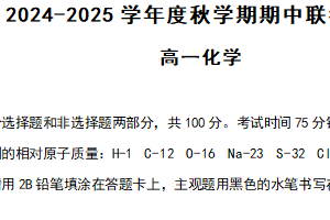 江苏省无锡市江阴市六校2024-2025学年高一上学期11月期中联考试题 化学（含答案）
