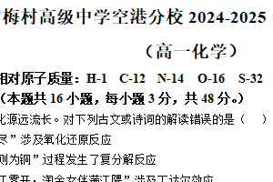 江苏省无锡市梅村高级中学空港分校2024-2025学年高一上学期期中化学试卷（含答案）