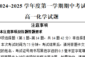 江苏省徐州市2024-2025学年高一上学期11月期中考试化学试题（含答案）