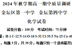 江苏省常州市金坛区2024-2025学年高一上学期11月期中考试化学试题（含解析）