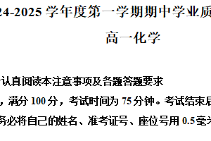 江苏省南通市海安高级中学2024-2025学年高一上学期期中考试 化学试题（含解析）