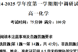 江苏省扬州市邗江区2024-2025学年高一上学期期中考试 化学试题（含解析）