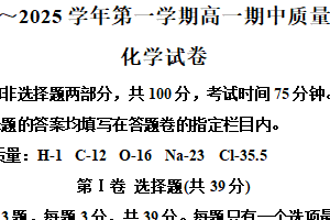 江苏省镇江市2024-2025学年高一上学期11月期中考试 化学试题（含解析）