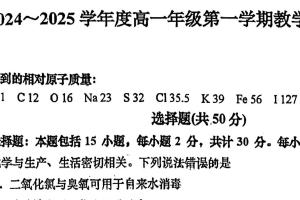 江苏省南通市如皋中学2024-2025学年高一上学期11月检测化学试卷（含答案）