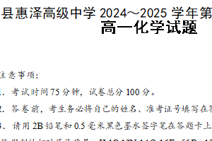 江苏省连云港市灌南县惠泽高级中学2024-2025学年高一上学期10月月考化学试题（含答案）