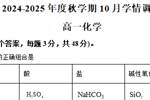 江苏省无锡市江阴市某校2024-2025学年高一上学期10月月考  化学试题（含解析）