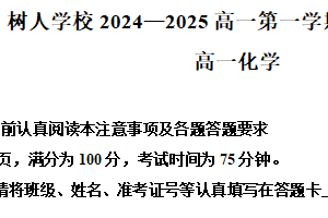 江苏省扬州中学教育集团树人学校2024-2025学年高一上学期10月月考 化学试题（含解析）