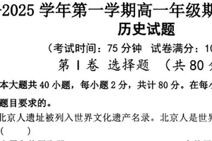 江苏省扬州市高邮市2024-2025学年高一上学期11月期中考试历史试卷（含答案）