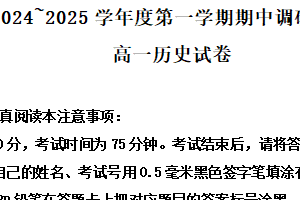 江苏省宿迁市沭阳县2024-2025学年高一上学期11月期中考试历史试题（含解析）