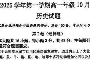 江苏省南京市赣榆高级中学、南京市文枢高级中学2024-2025学年高一上学期10月学情检测历史试题（含答案）