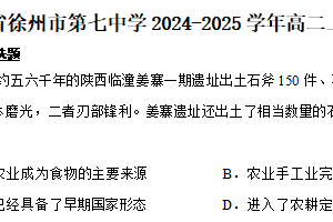 江苏省徐州市第七中学2024-2025学年高二上学期11月期中考试历史试卷（含答案）