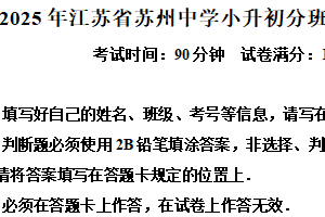 2025年江苏省苏州中学小升初分班考试数学试题（含解析）