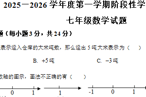 江苏省连云港市实验学校2025-2026学年上学期第一阶段学情检测七年级数学试题（含解析）