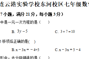 江苏省连云港市实验学校2025-2026学年上学期七年级数学月考试题（含解析）