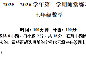 江苏省南京市第一中学江北新区分校2025-2026学年上学期七年级上黉第二次月考数学试卷（含解析）