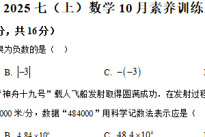江苏省南京市联合体2025－2026学年七年级上学期数学学科素养练习（10月）（含解析）