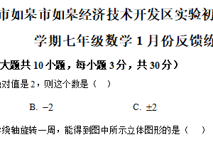 江苏省南通市如皋市如皋经济技术开发区实验初中2025-2026学年上学期七年级数学1月份反馈练习（含解析）