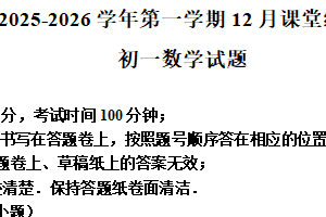 江苏省苏州市工业园区青剑湖实验中学2025-2026学年七年级上学期12月随堂练习数学卷（含解析）