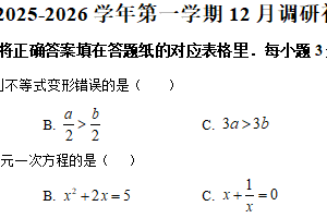 江苏省苏州市吴江区实验初级中学2025-2026学年七年级上学期12月月考数学试卷（含解析）