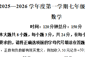 江苏省宿迁市沭阳县智慧路初级中学2025-2026学年上学期七年级第二次联考数学试卷（含解析）