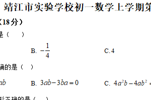 江苏省泰州市靖江市实验学校2025-2026学年七年级上学期第三次月考数学试题（含解析）
