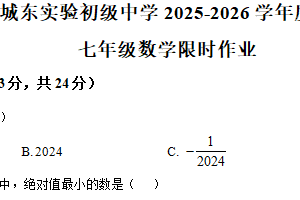 江苏省盐城市大丰区城东实验初级中学2025-2026学年七年级上学期10月限时作业数学试题（含解析）