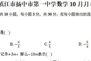 江苏省镇江市扬中市第一中学2025-2026学年上学期10月月考复习七年级数学试卷（含解析）