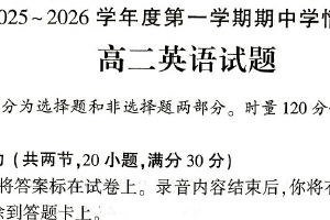 江苏省徐州市铜山区2025-2026学年高二上学期11月期中英语试题（含答案）