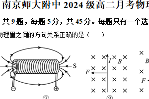江苏省南京市南京师范大学附属中学2025-2026学年高二上学期12月月考物理试卷（含解析）