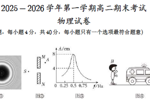 江苏省常州市第二中学2025-2026学年高二上学期期末物理试卷（含解析）