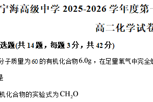 江苏省徐州市睢宁县宁海高级中学2025-2026学年高二上学期10月月考 化学试题（含答案）