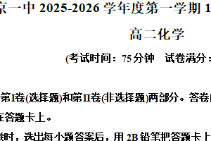 江苏省南京市第一中学2025-2026学年高二上学期10月月考化学试题（含解析）