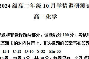 江苏省苏州市园区星海实验中学2025-2026学年高二上学期10月月考化学试卷（含解析）