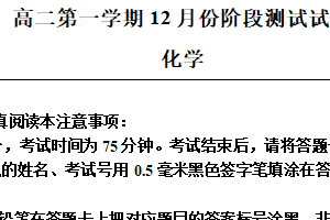 江苏省宿迁市沭阳县如东高级中学和沭阳如东高级中学联考2025-2026学年高二上学期12月月考化学试题（含解析）