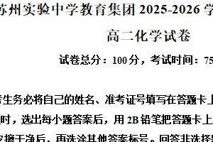 江苏省苏州实验中学教育集团2025-2026学年高二上学期期中考试化学试卷（含解析）