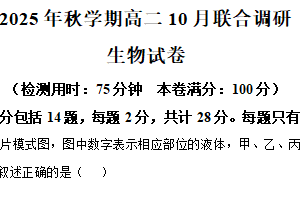 江苏省常州市金坛区常州市金坛区第一中学2025-2026学年高二上学期10月月考生物试题（含解析）