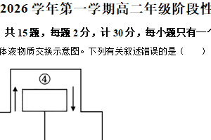 江苏省苏州市相城区苏州国裕外语学校2025-2026学年高二上学期10月月考生物试题（含解析）